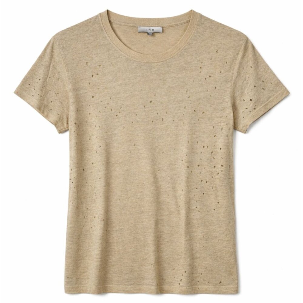 IRO Sijae Tee 100% linen with gold shimmer size small distressed short sleeve